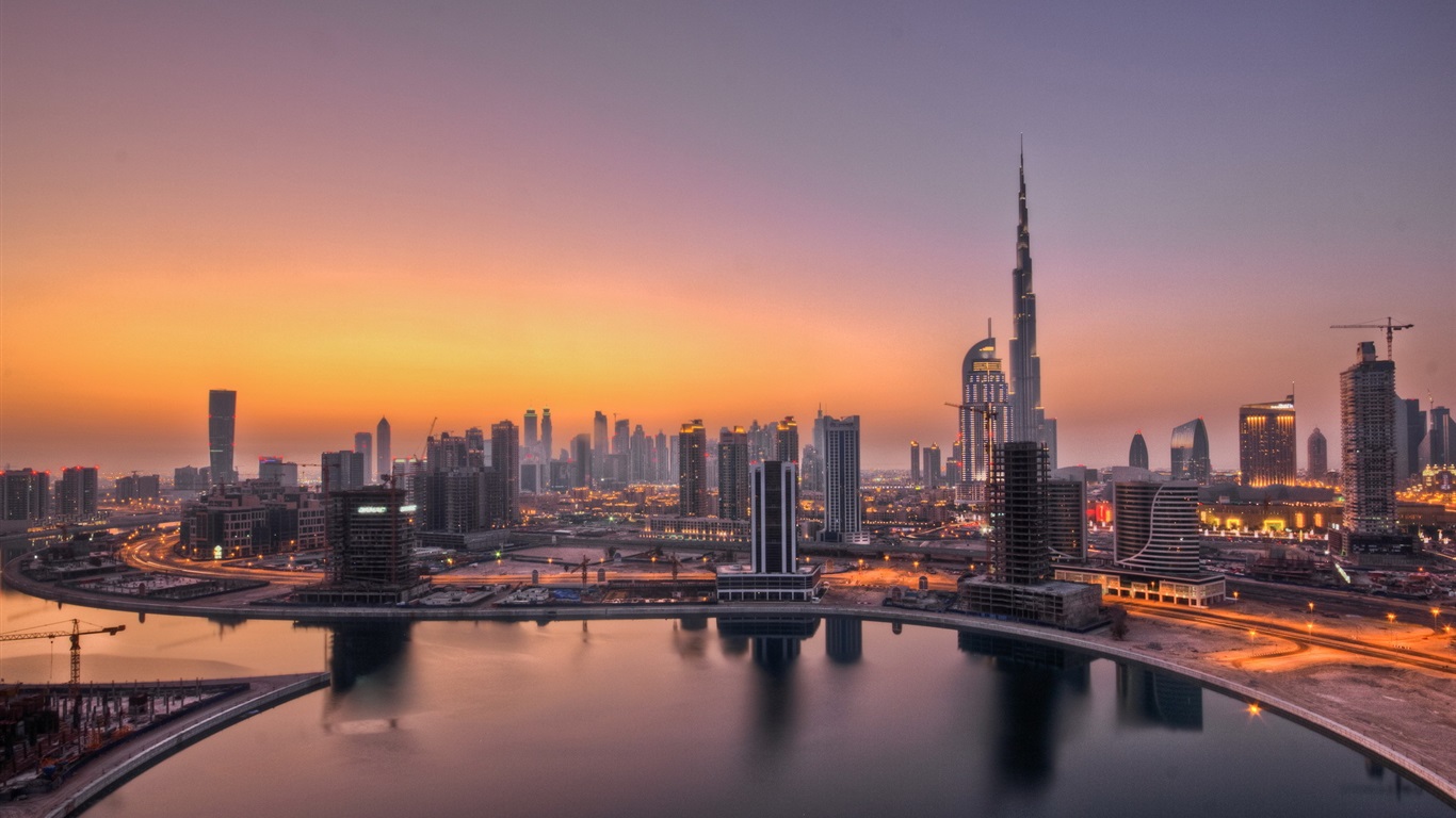 Dubai skyline at sunset